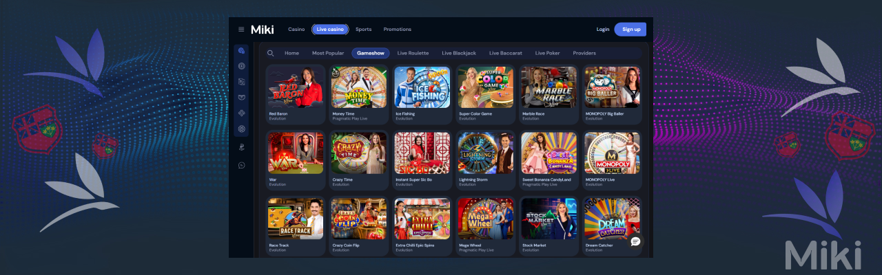 Miki casino live game shows 