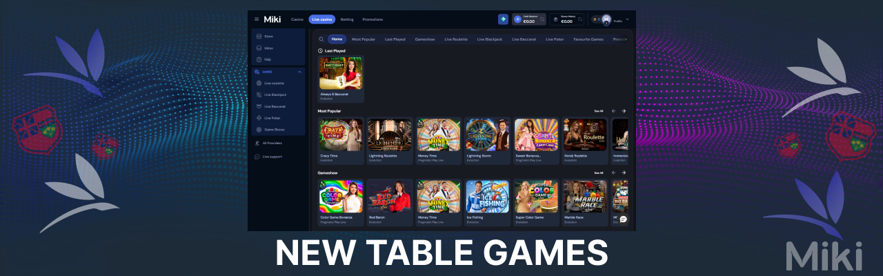Miki casino table games